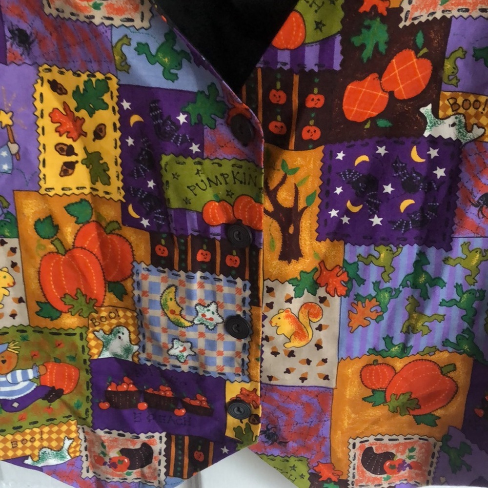 Basic Editions Halloween Patchwork Sleeveless Ves… - image 4